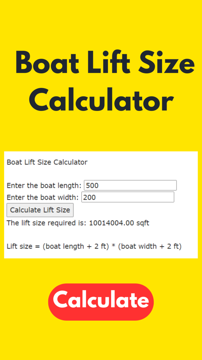 Boat Lift Size Calculator With length and Width Free Online